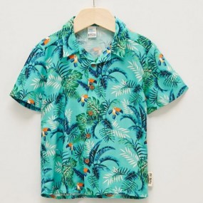 LC WAIKIKI baby Short Sleeve Printed Viscose Baby Boy Shirt