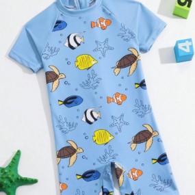 Young Boys' One Piece Swimwear With Random Print