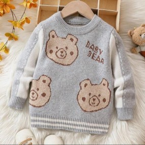 Toddler Boys' Cartoon And Letter Patterned Sweater