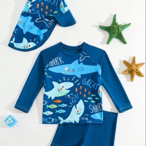 Young Boys Long Sleeve Shorts Swimsuit Set