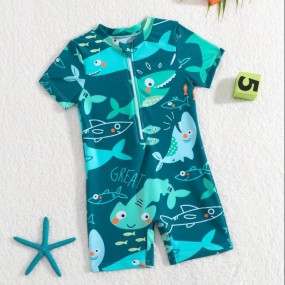 Baby Boy Infant Toddler Swimsuit, Cartoon Printed One-Piece Bathing Suit
