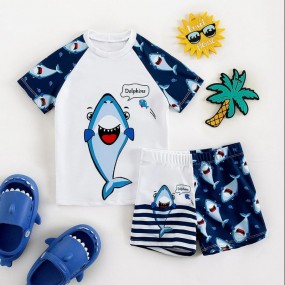 Young Boy Cartoon Shark Swimsuit