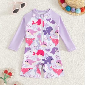 Shein baby girl printed random half zipper